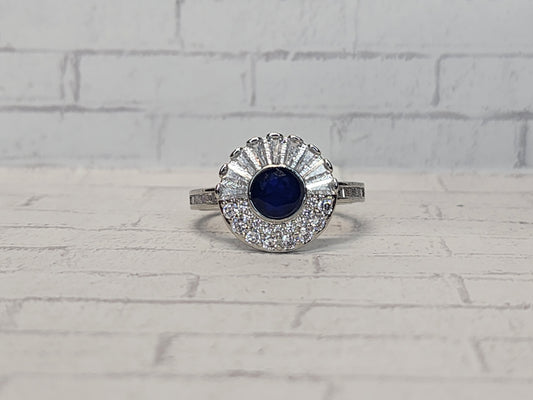 Size 10 Rhodium Plated  - 10C20 Blue