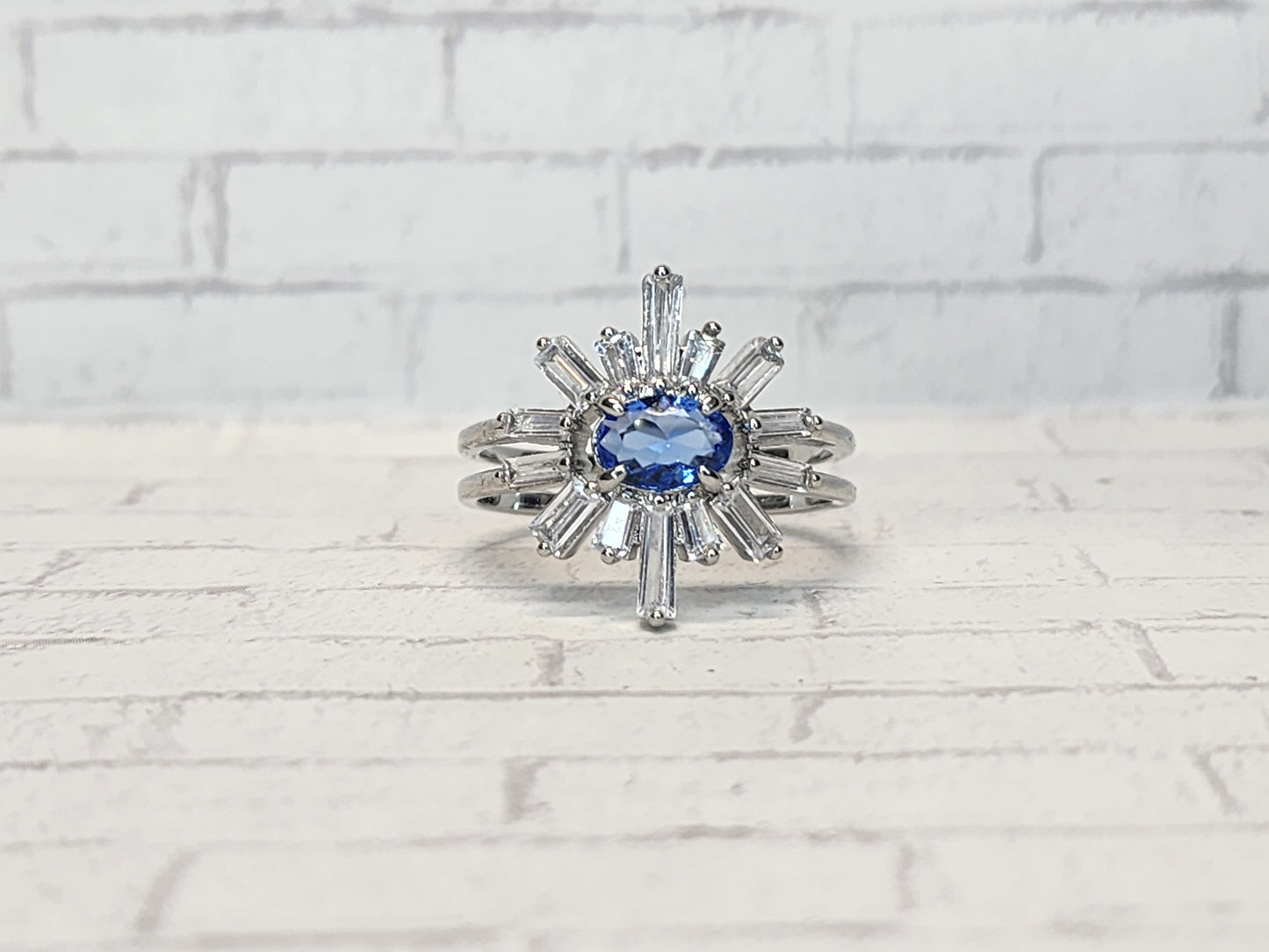 Size 10 Rhodium Plated  - 10C21 Blue