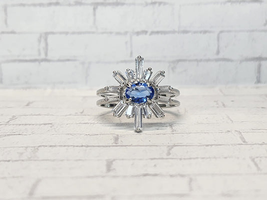 Size 10 Rhodium Plated  - 10C21 Blue