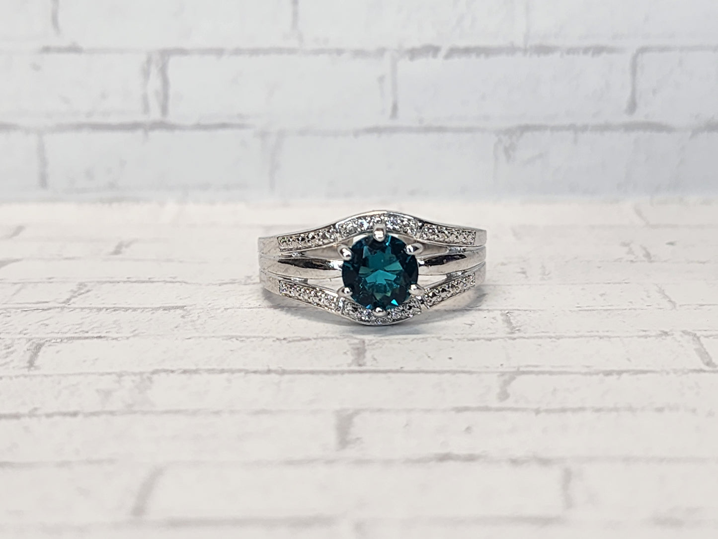 Size 10 Rhodium Plated  - 10C23 Teal