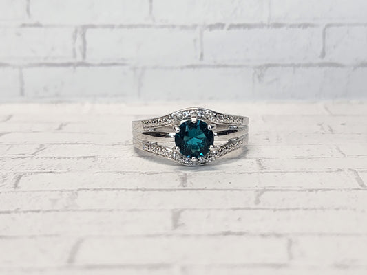 Size 10 Rhodium Plated  - 10C23 Teal