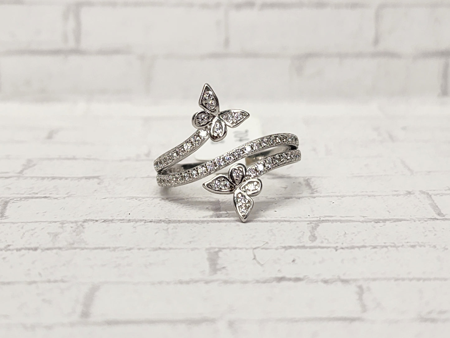 Size 7 Sterling Silver - 704 White double butterflies