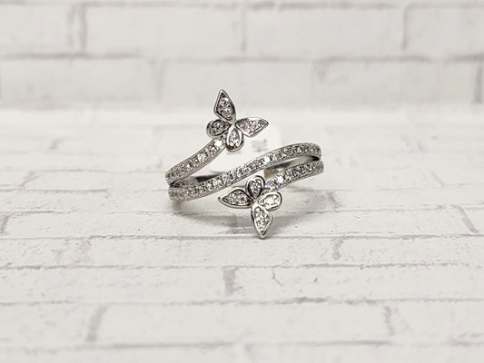 Size 7 Sterling Silver - 704 White double butterflies