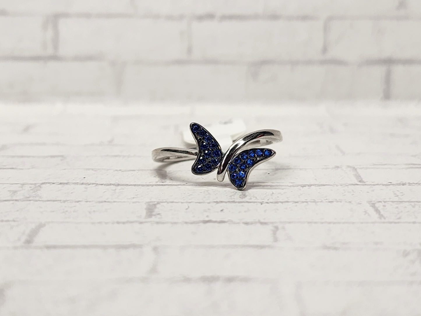 Size 7 Sterling Silver - 724 Black and Blue Butterfly