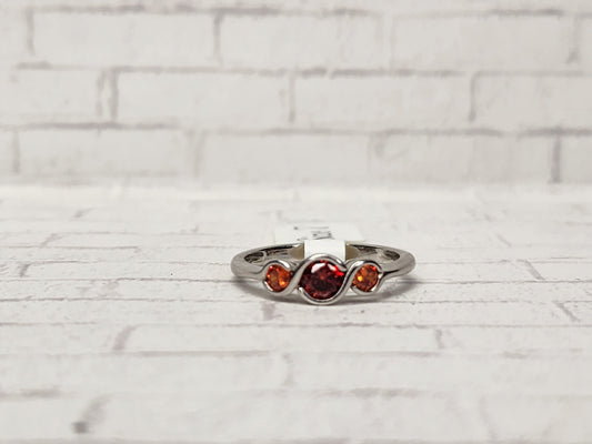 Size 7 Sterling Silver - 730 Red and Orange