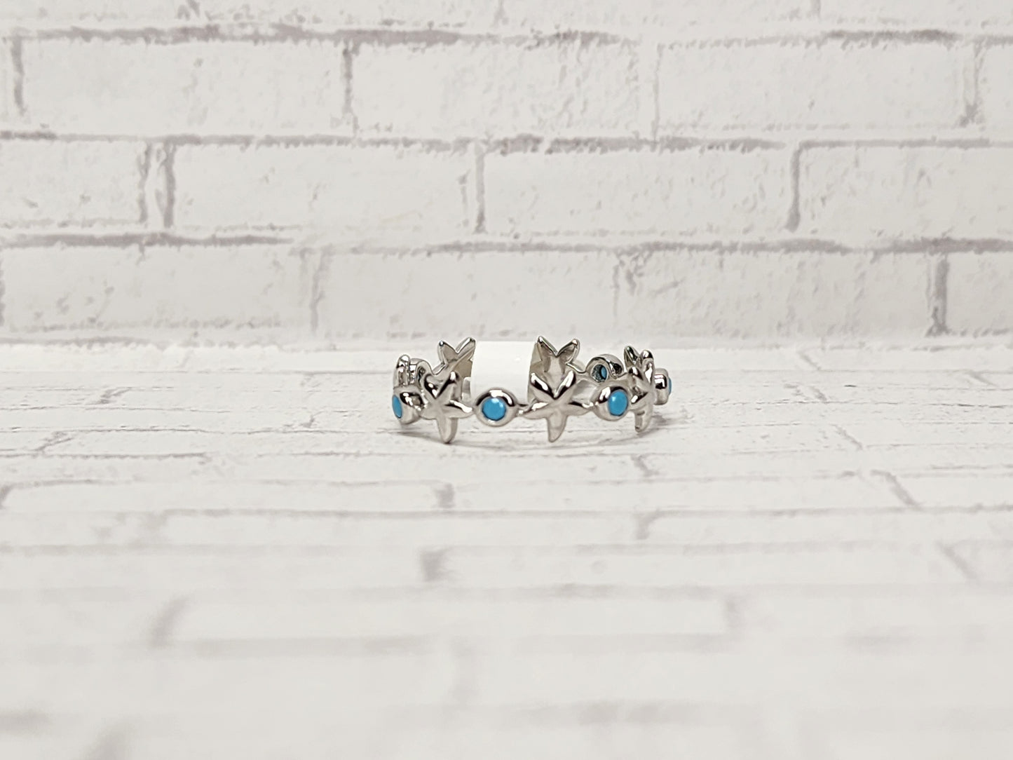 Size 8 Sterling Silver - 824 Turquoise Star Fish