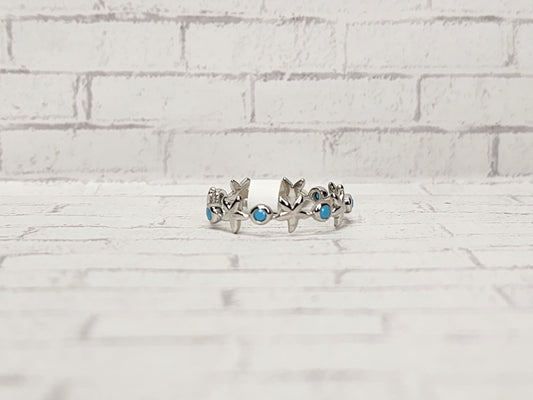 Size 8 Sterling Silver - 824 Turquoise Star Fish