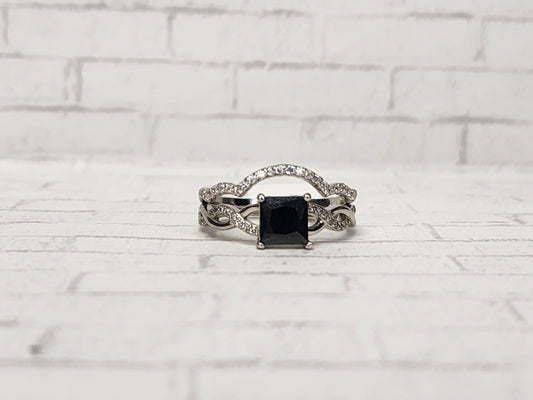 Size 8 Sterling Silver - 838 Black Onyx Double Band