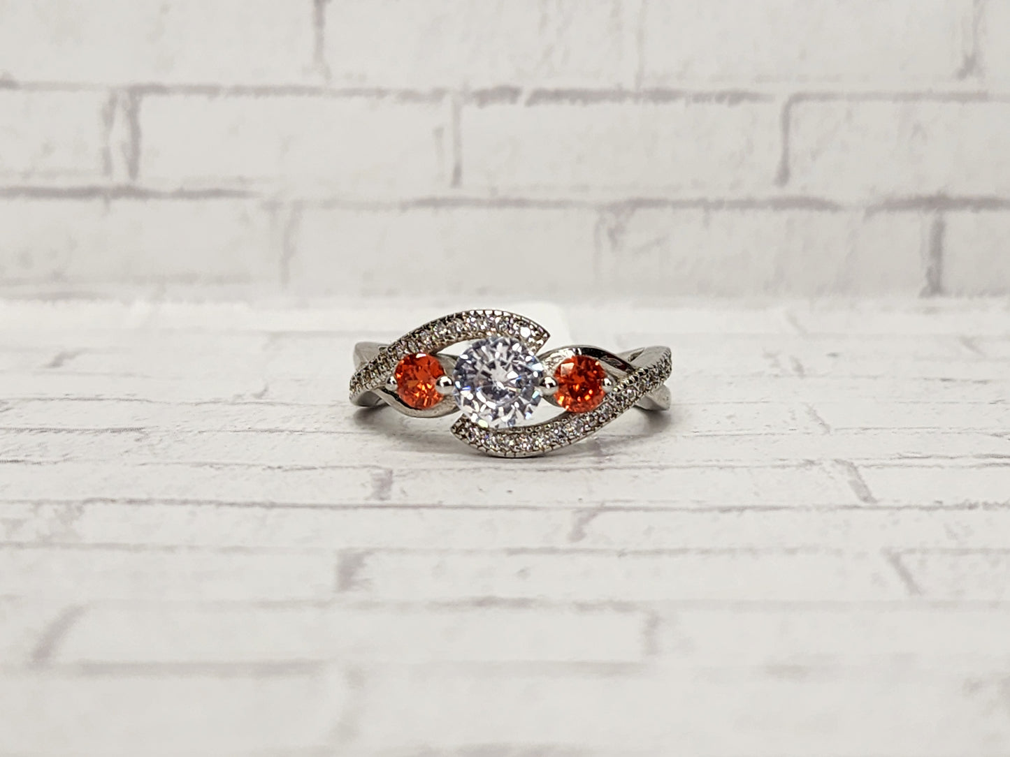 Size 8 Sterling Silver - 852 White and Orange