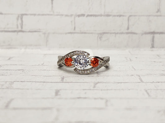 Size 8 Sterling Silver - 852 White and Orange