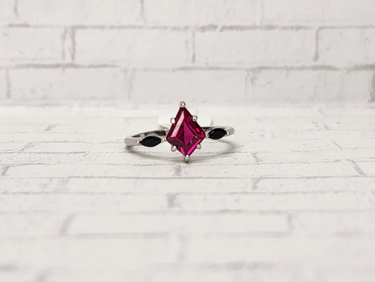 Size 8 Sterling Silver - 858 Pink and Black