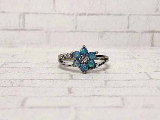 Size 9 Sterling Silver - 914 Blue Opal Flower