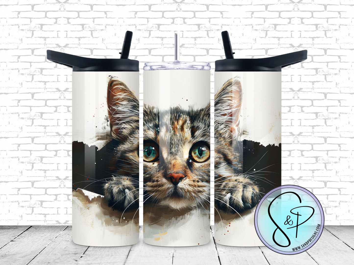 Tabby Cat Peaking - 20 oz