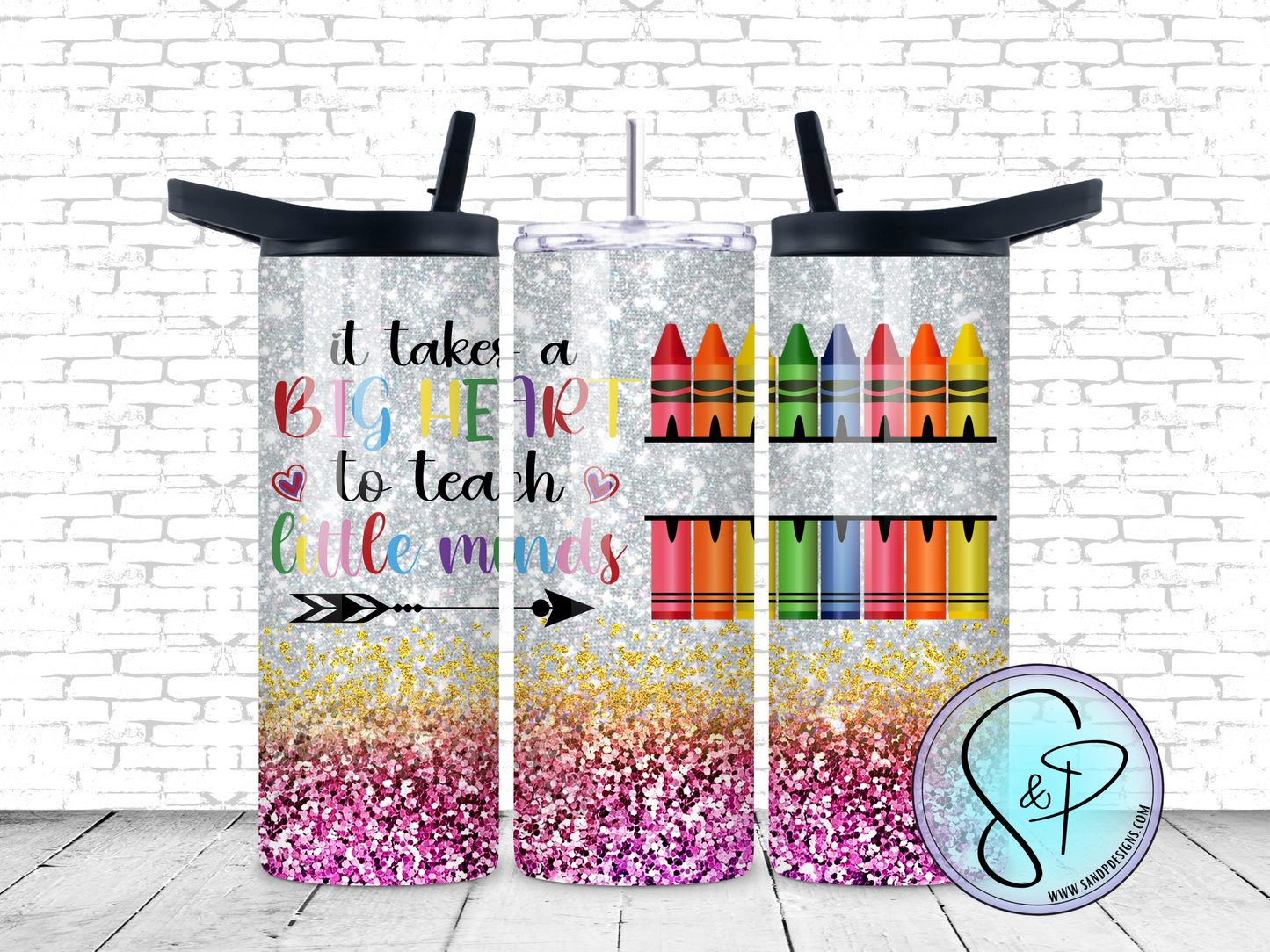 It takes a big heart to teach little minds (add name) (teacher) - 20 oz.