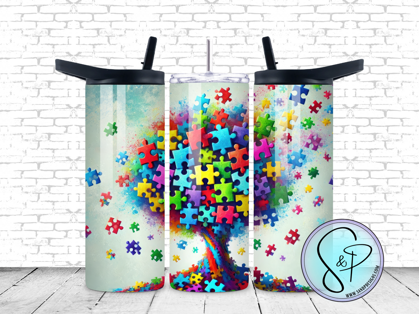Autism Awareness - Tree Puzzle Pieces - 20 oz