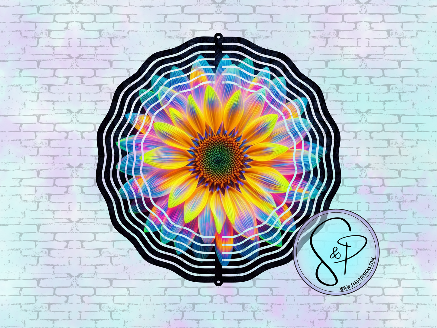 Vibrant Neon Sumflower - 8" Wind Spinner