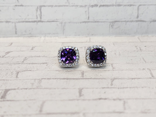 Sterling Silver Earrings E09 Purple Studs