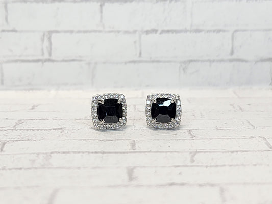 Sterling Silver Earrings E11 Black Studs