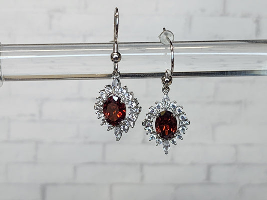 Sterling Silver Earrings E21 Red Dangle