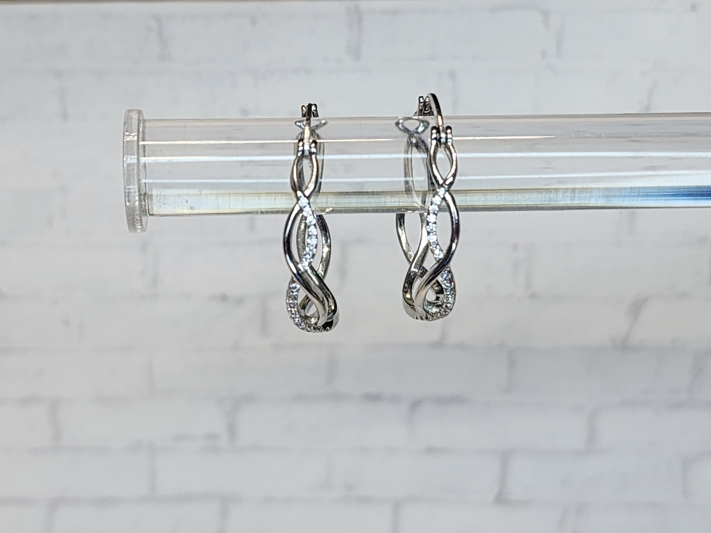 Sterling Silver Earrings E28 White Hoops