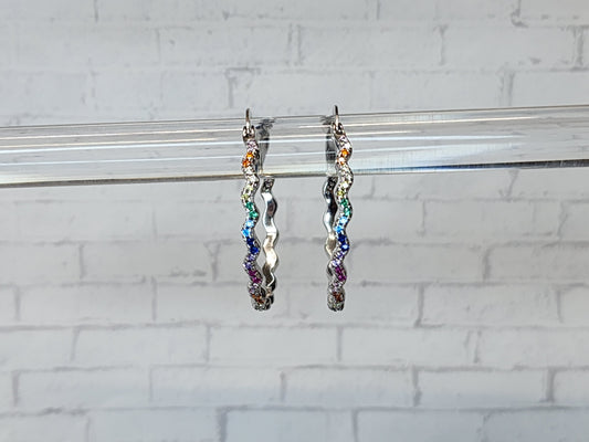 Sterling Silver Earrings E33 Rainbow Hoops