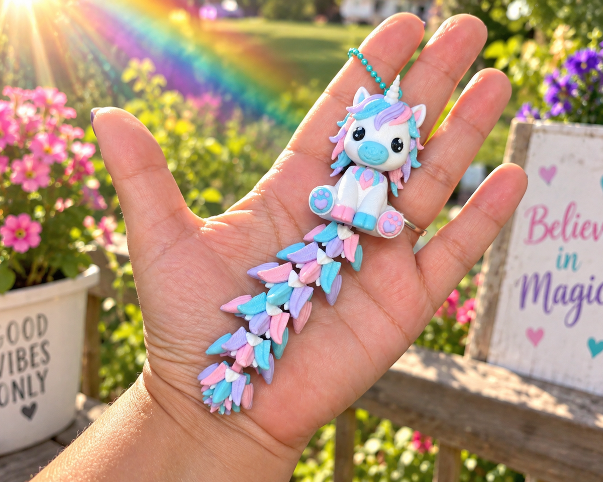 Unicorn Fluffy Tail Keychain