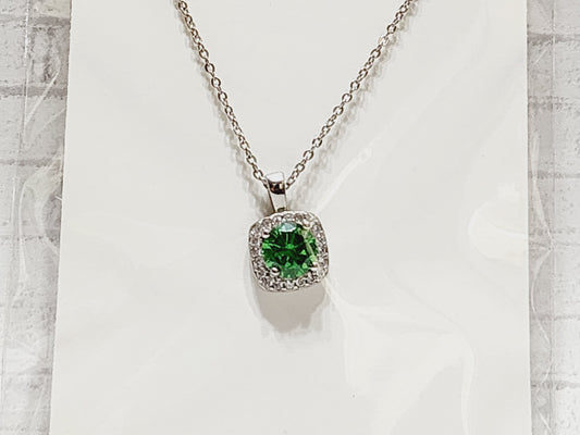 Necklace Sterling Silver - N04 Green Square