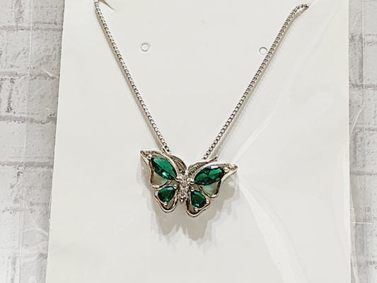 Necklace Sterling Silver - N06 Green Butterfly