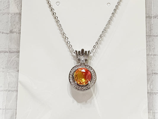 Necklace Sterling Silver - N08 Yellow/Orange Circle