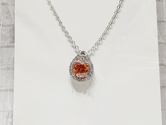 Necklace Sterling Silver - N11 Orange Tear Drop