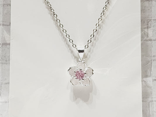 Necklace Sterling Silver - N14 Pink Flower