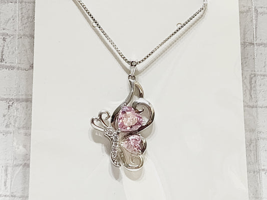 Necklace Sterling Silver - N15 Pink Butterfly