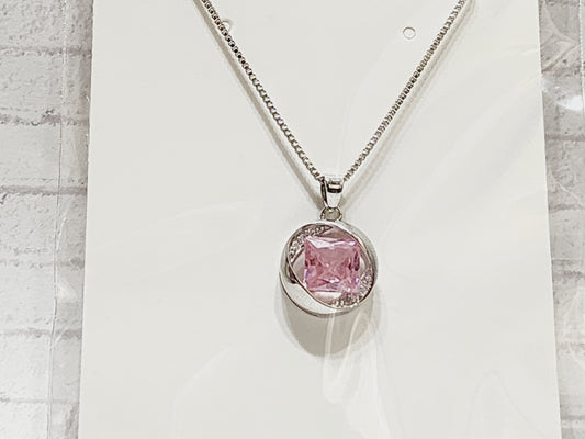 Necklace Sterling Silver - N17 Pink Circle