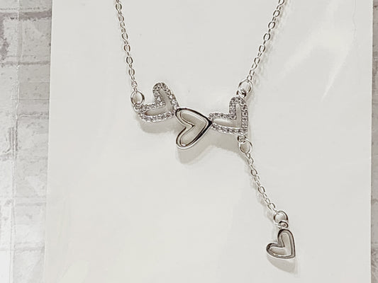 Necklace Sterling Silver - N27 White Hearts