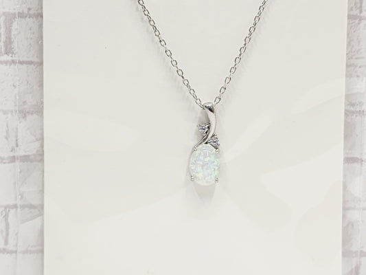 Necklace Sterling Silver - N30 White Opal