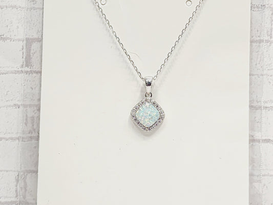 Necklace Sterling Silver - N32 White Opal