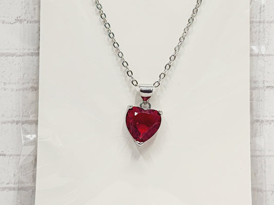 Necklace Sterling Silver - N36 Red Heart