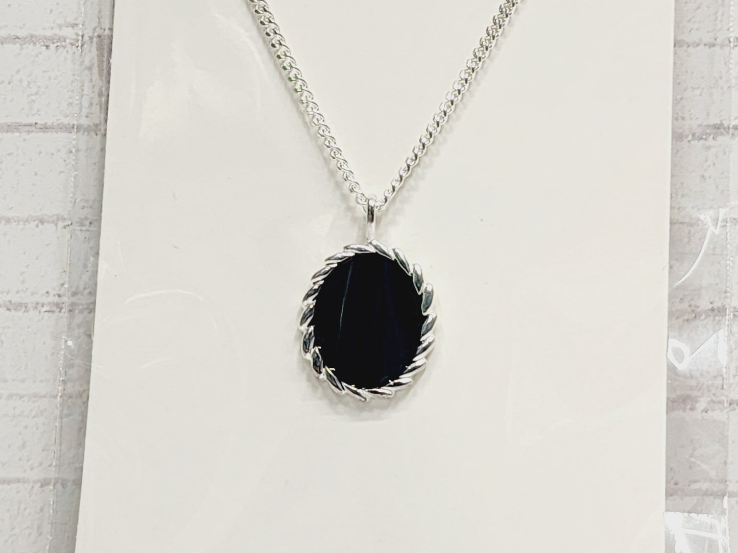 Necklace Sterling Silver - N38 Black Big Circle
