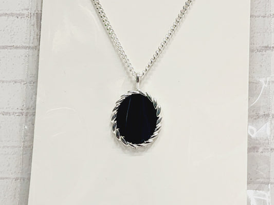 Necklace Sterling Silver - N38 Black Big Circle