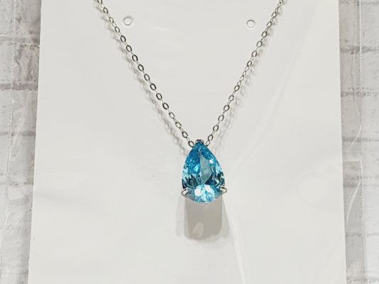 Necklace Sterling Silver - N42 Light Blue Tear Drop