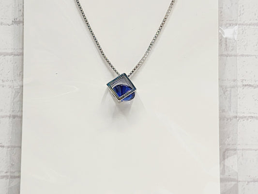 Necklace Sterling Silver - N44 Blue floating in box