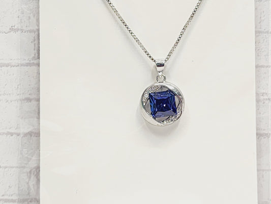 Necklace Sterling Silver - N45 Blue Circle