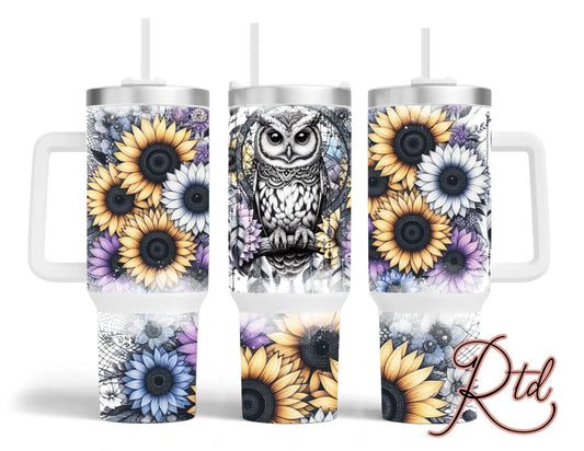 Owl With Dream Catcher with sunflowers - 40 oz.