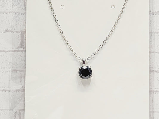 Necklace Sterling Silver - N37 Black Circle