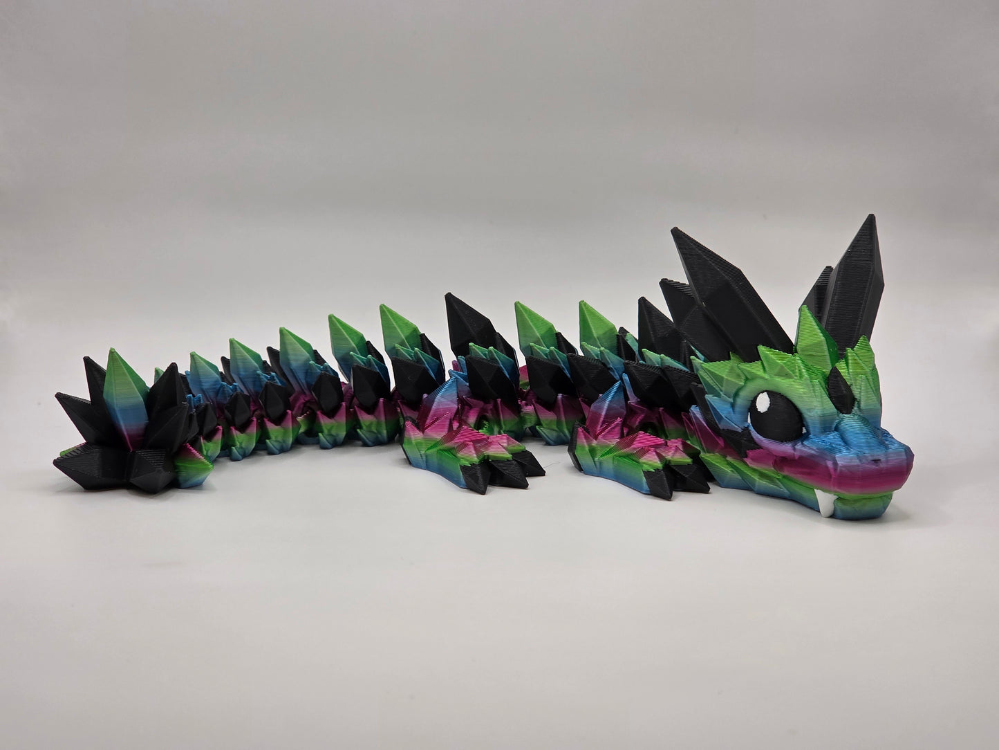 8" Silky Dark Rainbow Dragon