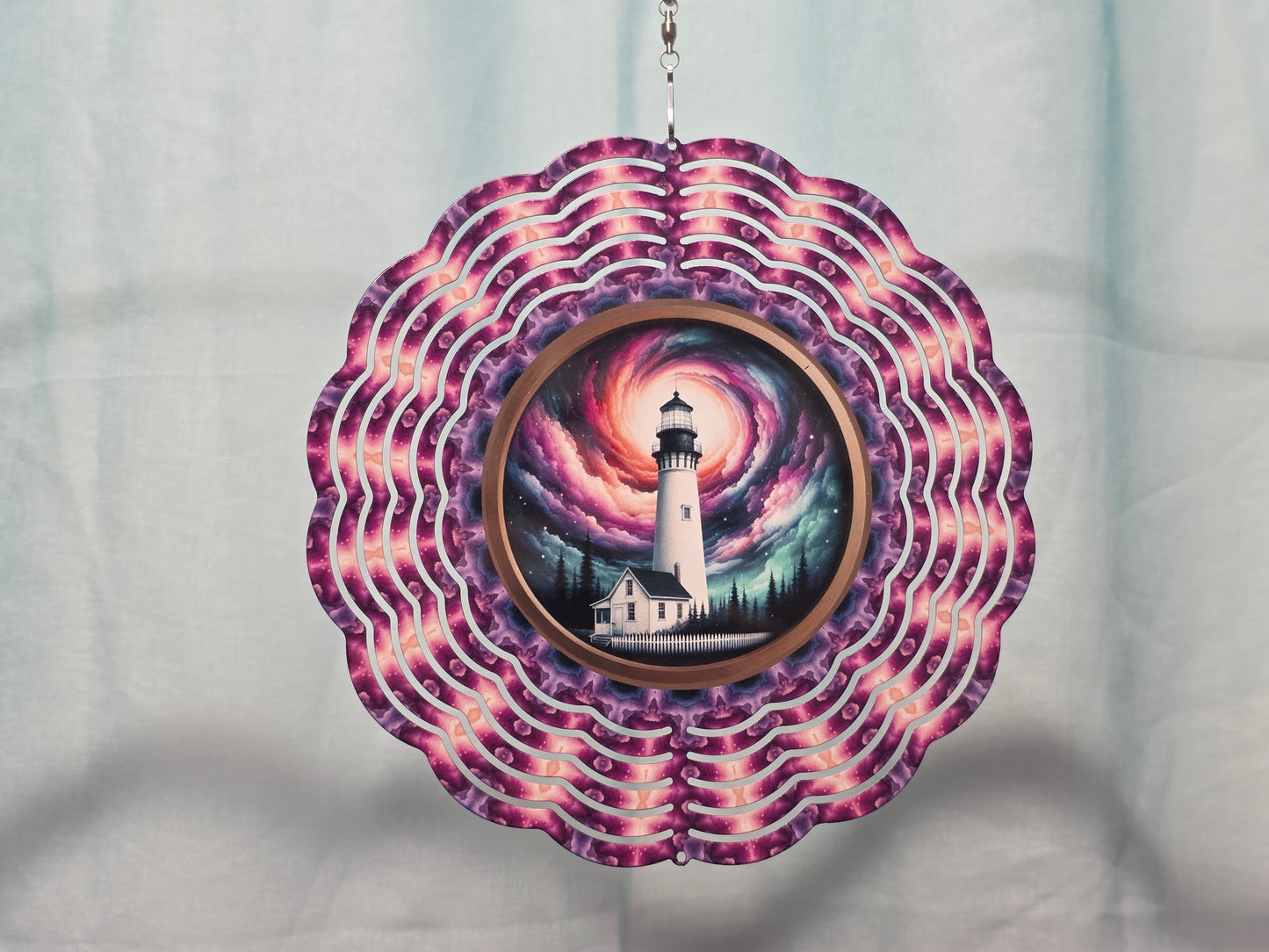 Lighthouse w/ Northern Lights - 8" WIND SPINNER
