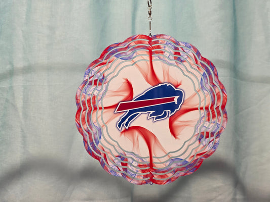 Buf Bil White w/ Blue/Red Smoke - 8" WIND SPINNER