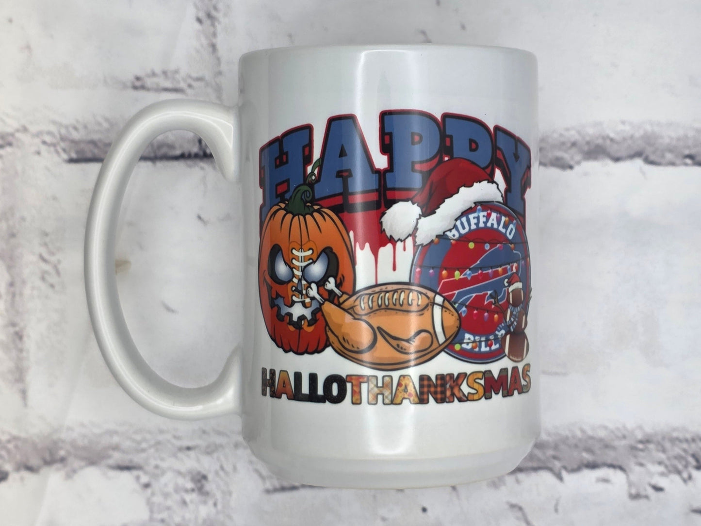 Buf Bil Hallothanksmas (White) - 15 oz MUG