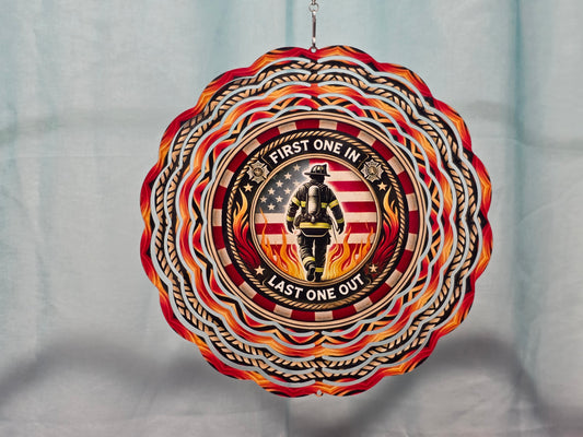 Firefighter First One In Last One Out - 8" WIND SPINNER