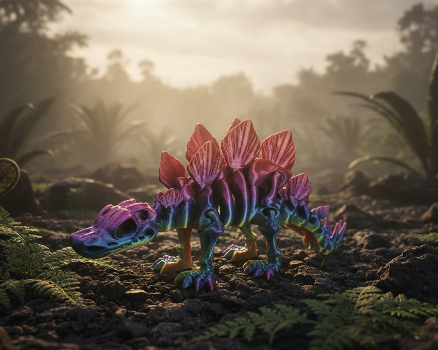3D printed dinosaur skeleton, Stegosaurus skeleton, dinosaur display, dinosaur collectible, 3D printed dinosaur, Stegosaurus model, customizable dinosaur, dinosaur gift, prehistoric display